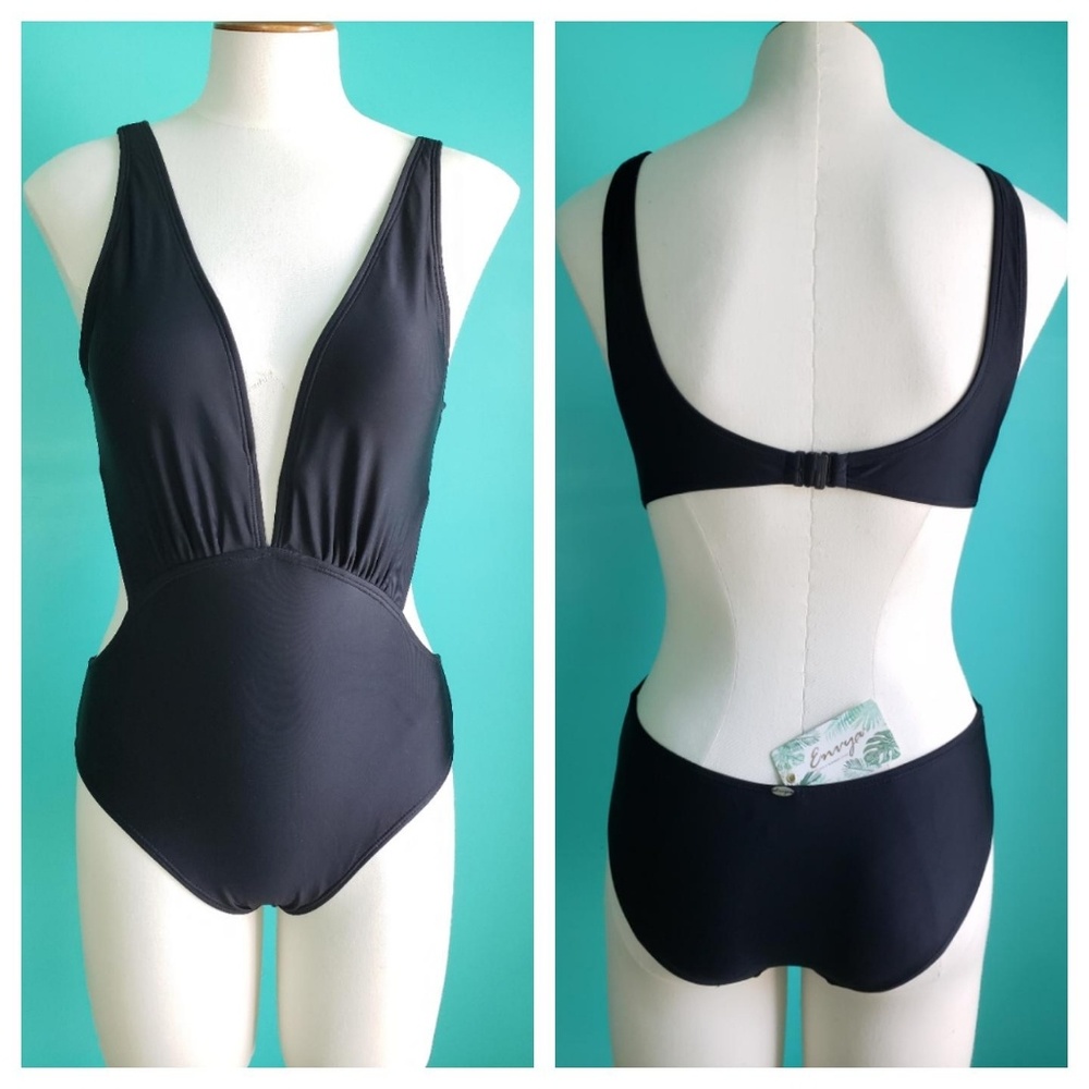 Envya Black Plunge Swimsuit - Picture 2 of 6